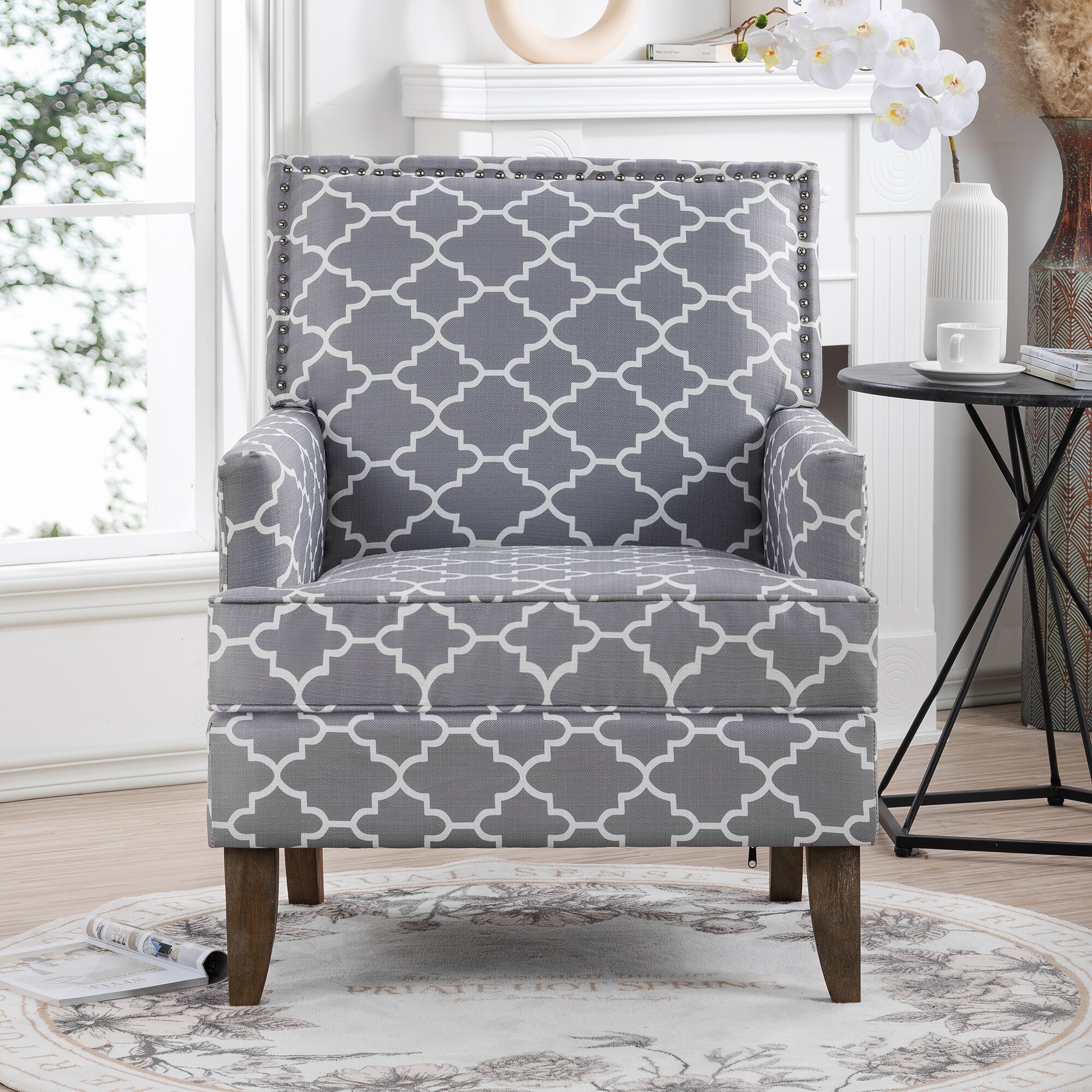 Accent chairs with printed fabric sales