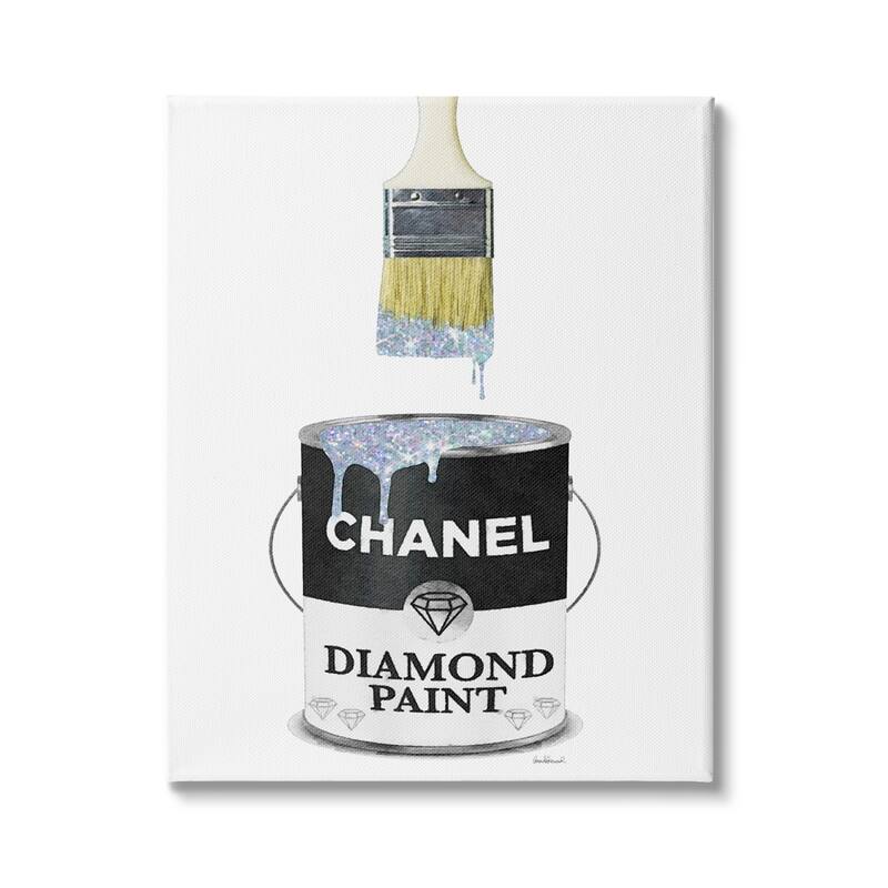 Stupell Glam Pop Fashion Diamond Paint Deluxe Designer Black Canvas Wall Art - White