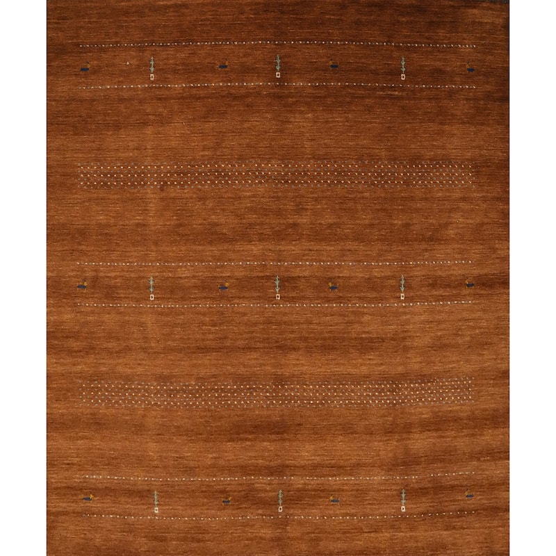 Hand Knotted Oriental 100% Wool Carpet Tribal Animal Pictorial Brown Gabbeh Area Rug - 8' 0'' X 8' 1''