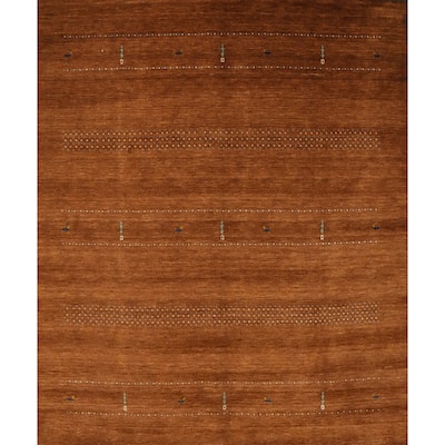 Hand Knotted Oriental 100% Wool Carpet Tribal Animal Pictorial Brown Gabbeh Area Rug - 8' 0'' X 8' 1''