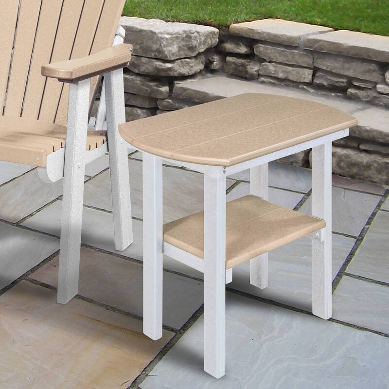 OS Home and Office Model Oval End Table in Weatherwood with a White Base