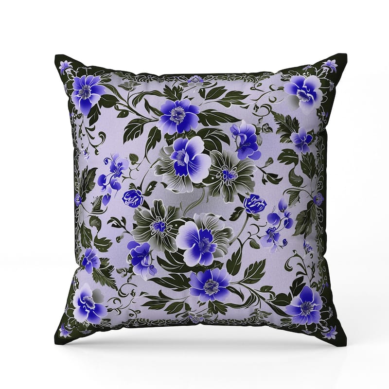 Flower Hub Indoor/Outdoor Reversible Throw Pillow Blue and Olive