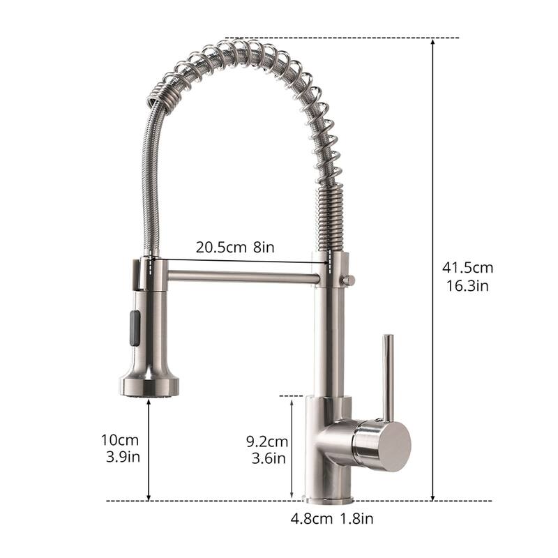 2-Function 1-Handle Pull Down Spray Swivel Kitchen Faucet - 16.3-in H