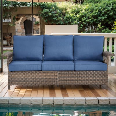 Outdoor Wicker Sofa with Cushions