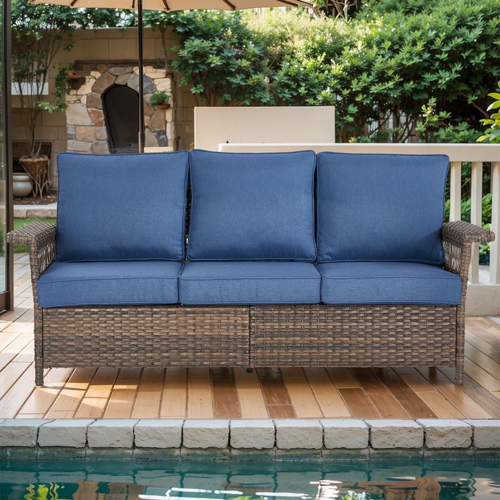 Outdoor Wicker Sofa with Cushions