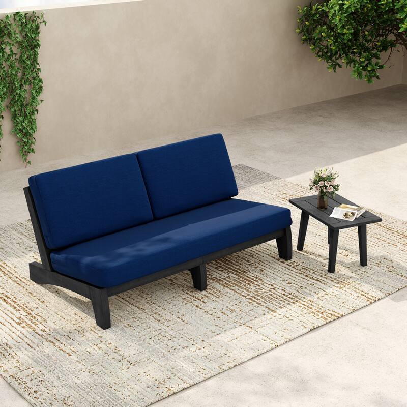 3-Seat Outdoor Sofa Set with Solid Wood Coffee Table, Weather-Resistant Cushions