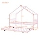 preview thumbnail 11 of 13, Pink Twin Size Metal House Bed with Trundle & Roof