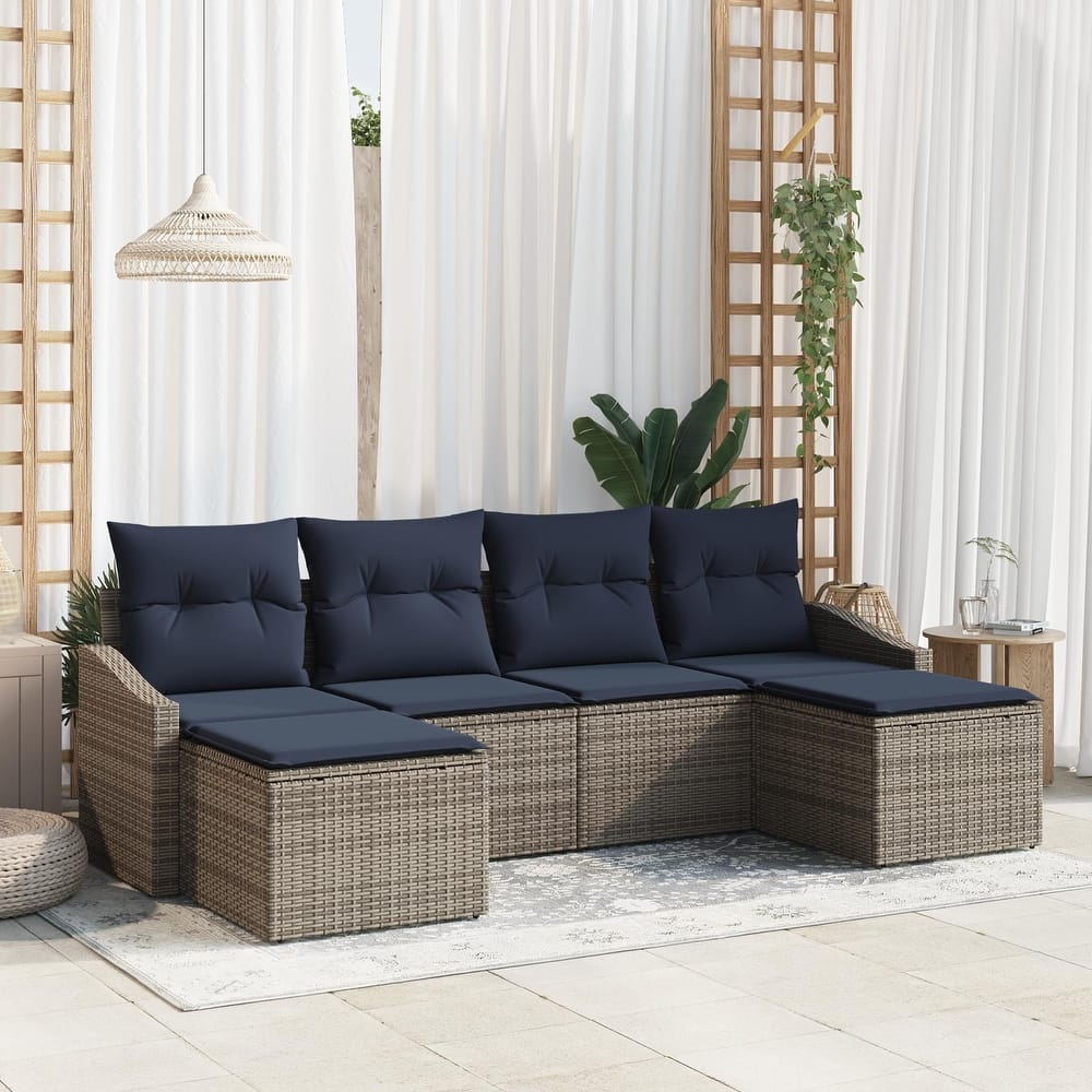 vidaXL 6 Piece Garden Sofa Set with Cushions - 91.7×46.1×27.2