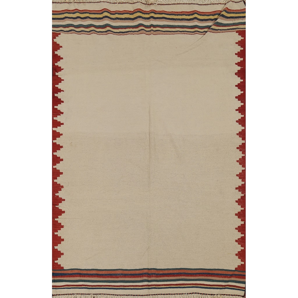 Nomadical Kilim Persian Vintage Area Rug Flatweave Wool Carpet - 4'5"x 6'2"