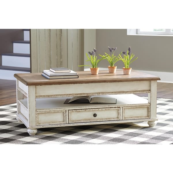 Shop Realyn White Brown Traditional Lift Top Cocktail Table On Sale Overstock 28082563