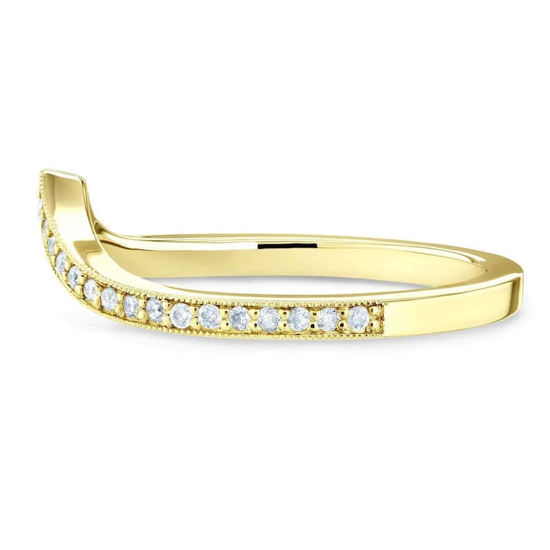Kobelli 0.17 Carats Lab Grown Diamond 14k Solid Gold Chevron V-Shape Venus Wedding Ring (DEF/VS)