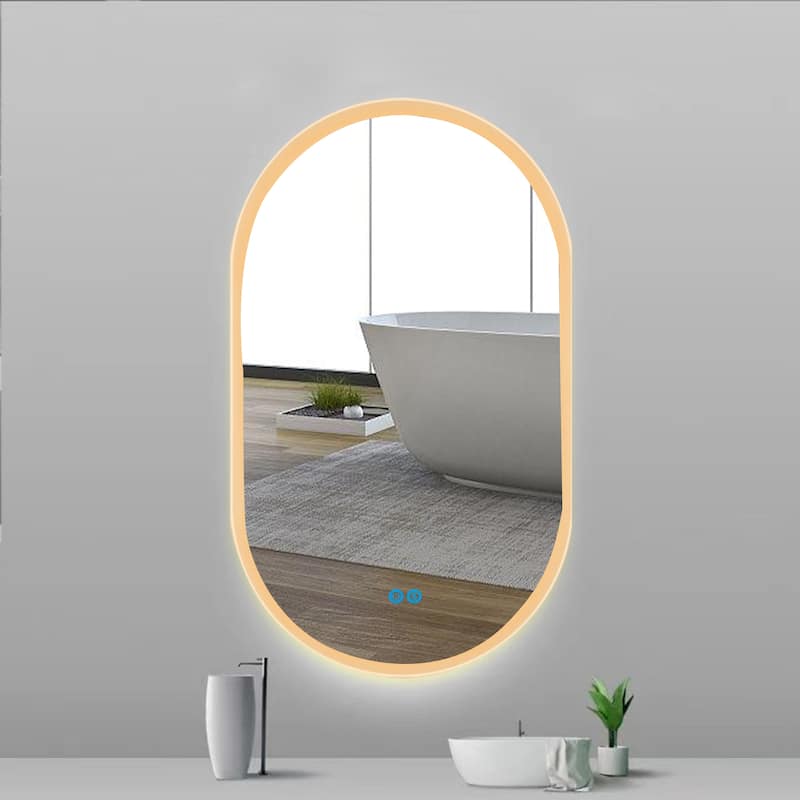 26''/32''/36''/40'' LED Oval Frameless Bathroom Backlit Vanity Mirror with Anti-Fog & Dimmable, Silver