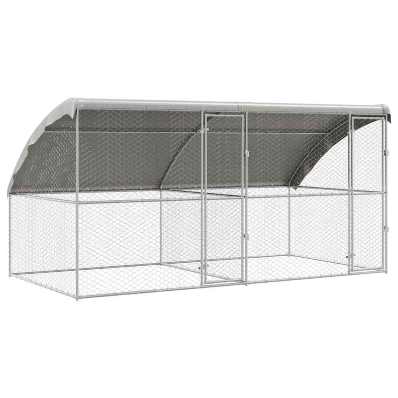 vidaXL Dog Kennel 2 pcs Silver Steel