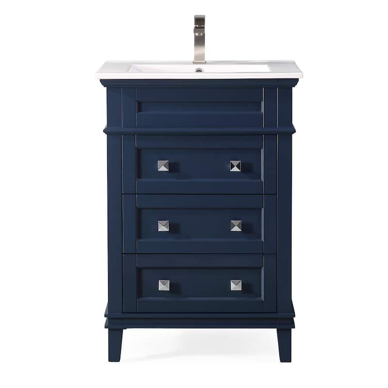 24" Tennant Brand Felix Modern Navy Blue Sink Bathroom Vanity - Painted - Navy Blue - Single Vanities