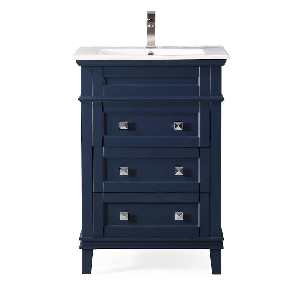 24" Tennant Brand Felix Modern Navy Blue Sink Bathroom Vanity