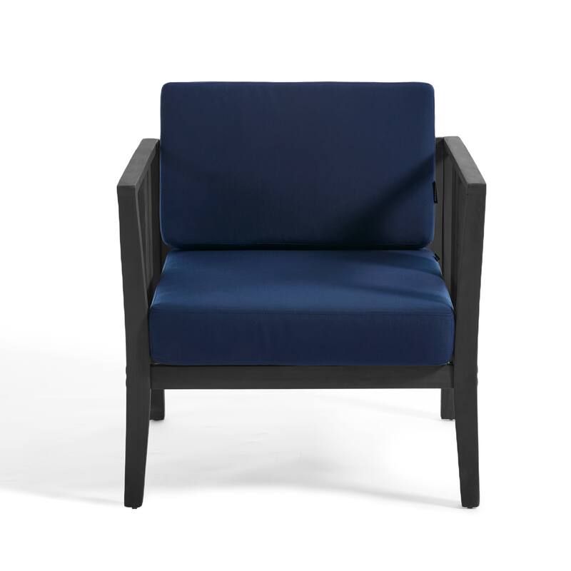 Casual 29"W Outdoor Patio Armchair Set In Solid Teak Wood with Cushion