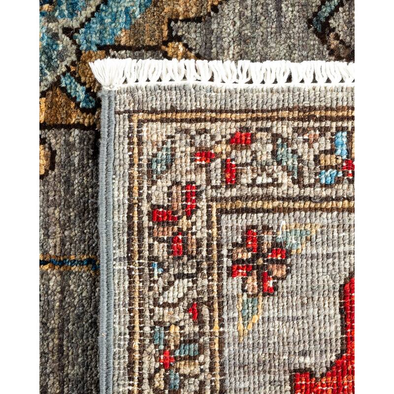 Hand Knotted Traditional Tribal Wool Gray Area Rug - 6' 3" x 9' 0"