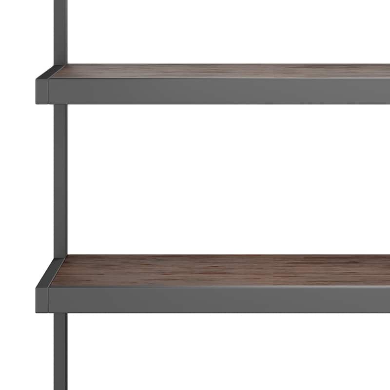 WYNDENHALL Cecilia SOLID ACACIA WOOD and Metal 66 inch x 36 inch Rectangle Industrial Bookcase - 36"w x 16.5"d x 66" h