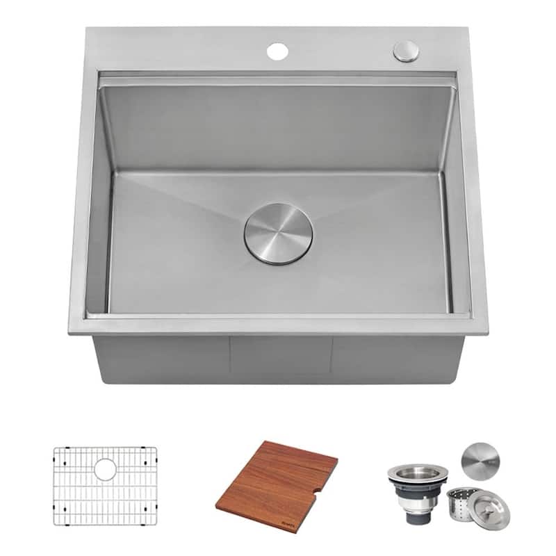Ruvati 25 x 22 x 12 inch Drop-in Topmount Laundry Utility Workstation Sink 16 Gauge Stainless Steel - 25 x 22 - 25 x 22