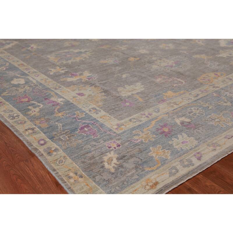 Hand Knotted Oriental 100% Wool Carpet Transitional All-Over Greys & Charcoal Oushak Area Rug - 10' 3'' X 8' 0''