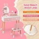 preview thumbnail 10 of 18, Gymax Kid Vanity Set Makeup Table Stool with Drawer Shelf Wood Leg