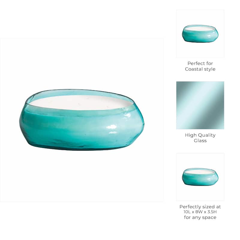 Glass and Wax Decorative Candle Bowl Modern Glam Sculptural Design - 10" x 8" x 3.5"