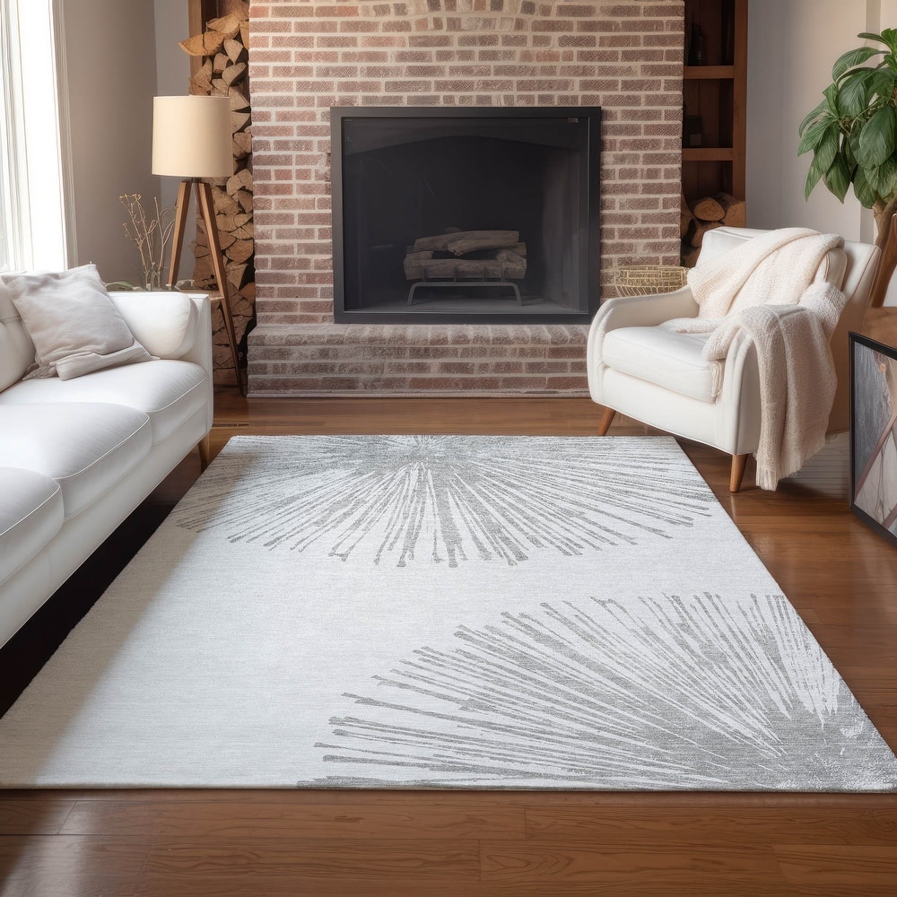 Machine Washable Indoor/ Outdoor Chantille Contemporary Burst Rug