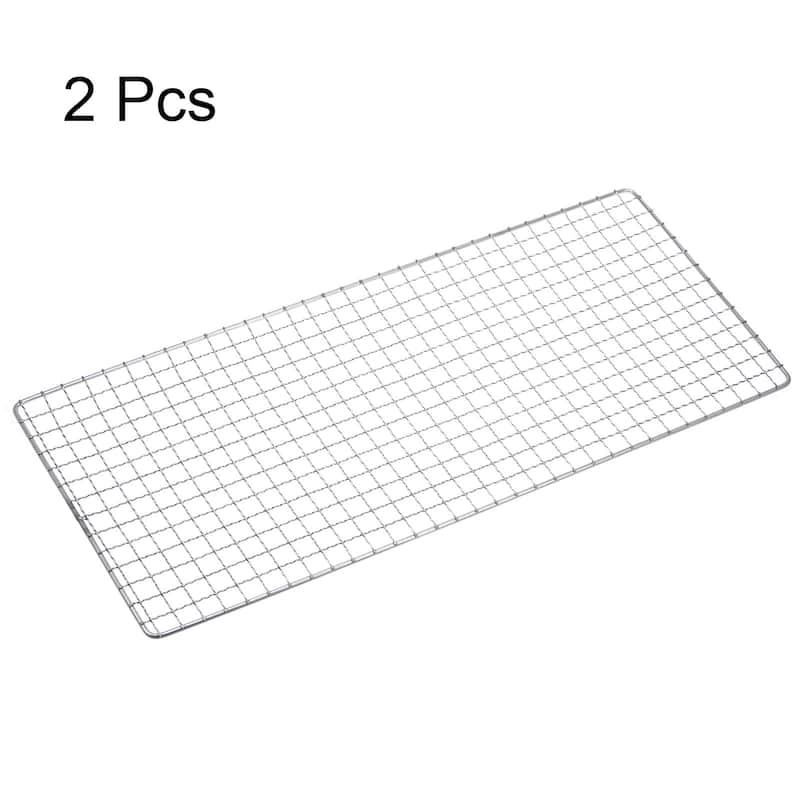 2pcs Square BBQ Grill Net 17.3"x7.5" Stainless Steel Barbecue Mesh for Baking