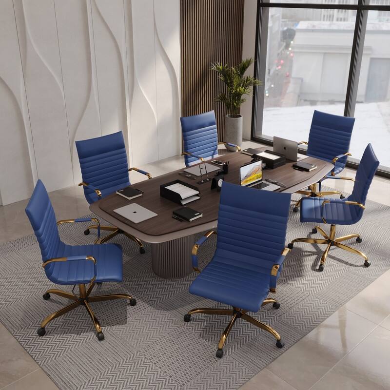 LeisureMod Harris Leatherette Office Chair With Gold Frame - Grey - 23"Dx23"Wx46"H