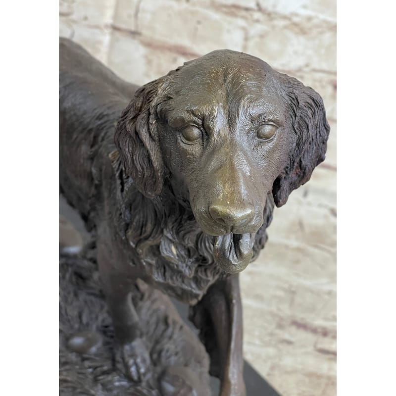 Golden Retriever Show Trial Bronze Marble Base Imitative Dog Statue Deco Breeder Trainer