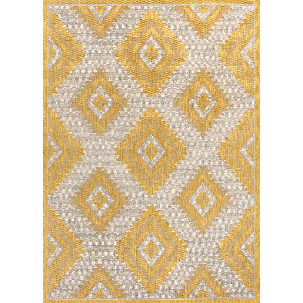JONATHAN Y Aimee Geometric Moroccan Diamond Black/Cream Indoor/Outdoor Area Rug