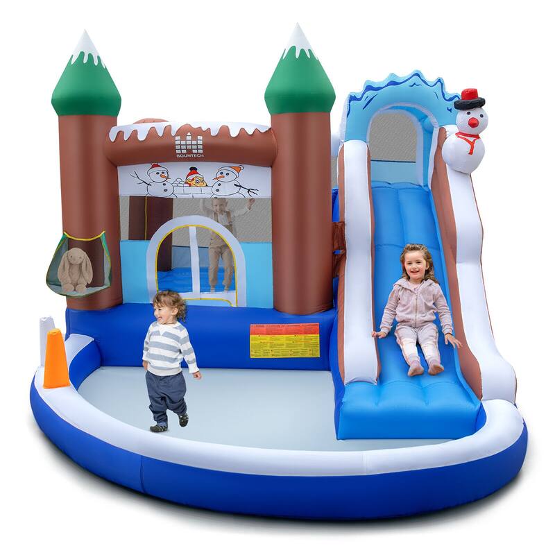Gymax 6-in-1 Winter Theme Snowman Inflatable Castle Kids Bounce House