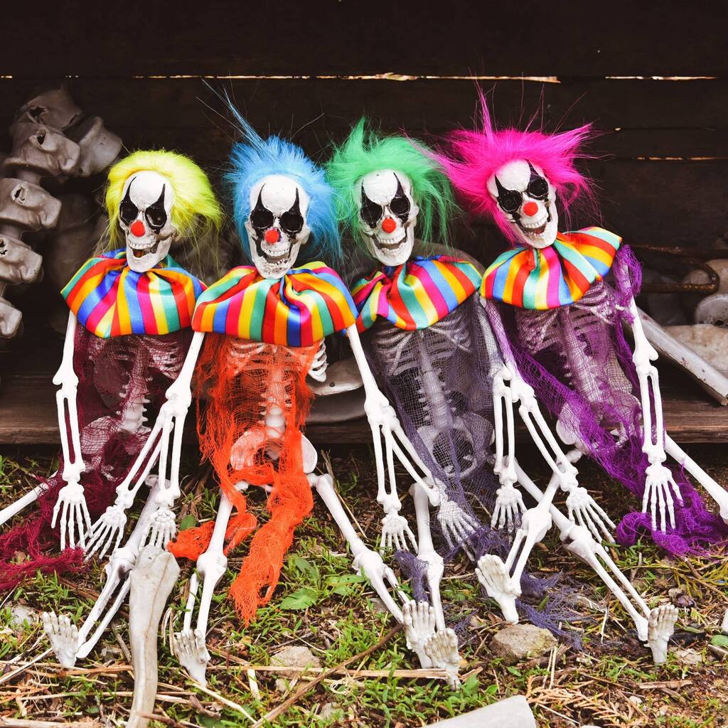 15.7" 4 Packs Halloween Deco Circus Clown Skeleton Outdoor