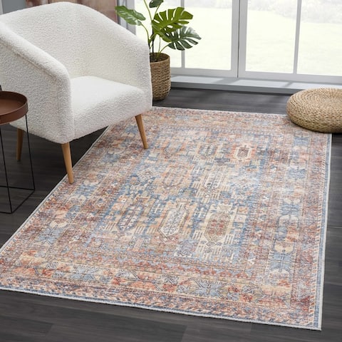 Hauteloom Holi Traditional Machine Washable Vintage Distressed Persian Oriental Area Rug