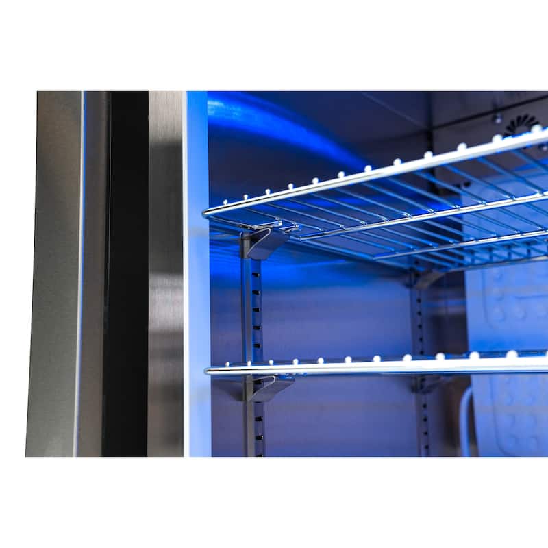 Mont Alpi MAF 2.7 Cubic Ft Stainless Steel Portable Outdoor Rated Glass Door Compact Lockable Refrigerator with Blue Lighting