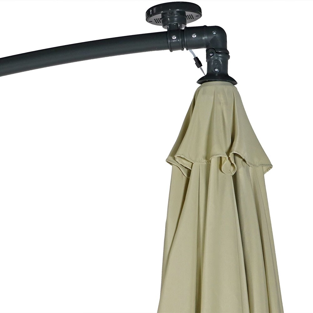 Shop Black Friday Deals On Sunnydaze Steel 10 Foot Offset Solar Led Patio Umbrella With Cantilever Crank And Cross Base 8 Steel Ribs Overstock 15362153