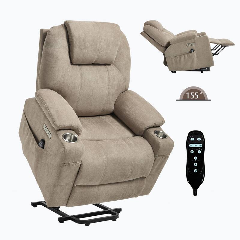 Up to 350 LBS polyester Power Lift Recliner Chair, Heavy Duty Motion Mechanism with 8-Point Vibration Massage