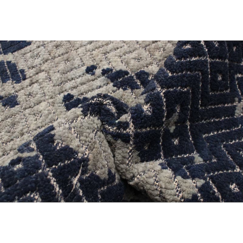 ECARPETGALLERY Hand-knotted Tangier Navy Wool Rug - 2'11 x 4'11