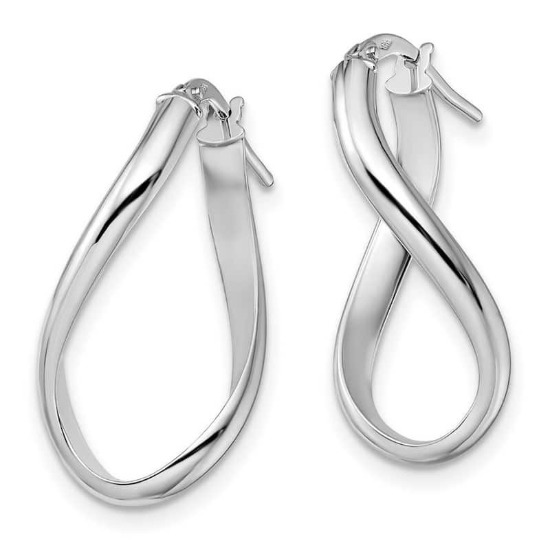 Curata 14k White Gold Polished Hinged 24x2.75mm Twisted Hoop Earrings