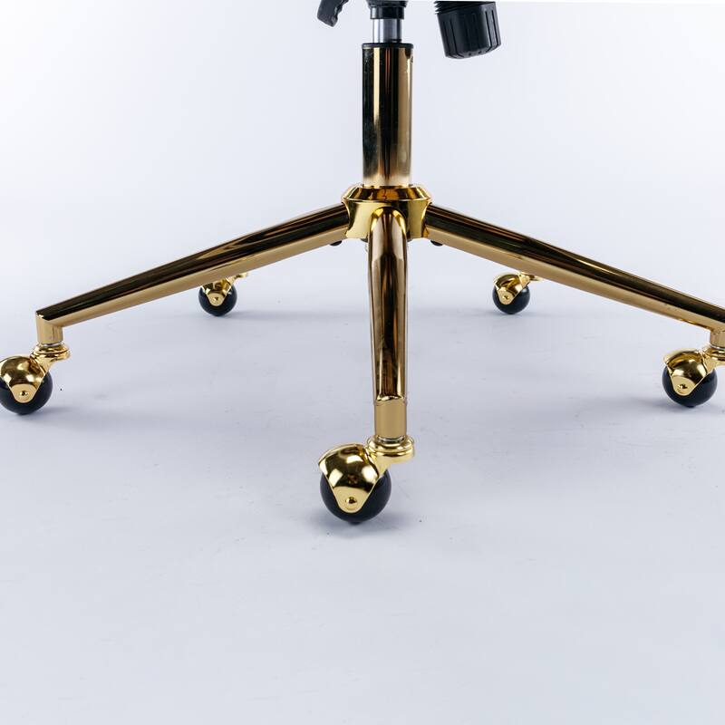 GDF Studio - Modern Velvet Tufted Upholstered Office Chair with Golden Metal Base with Nailhead Trim and Triple-Elastic Cushion