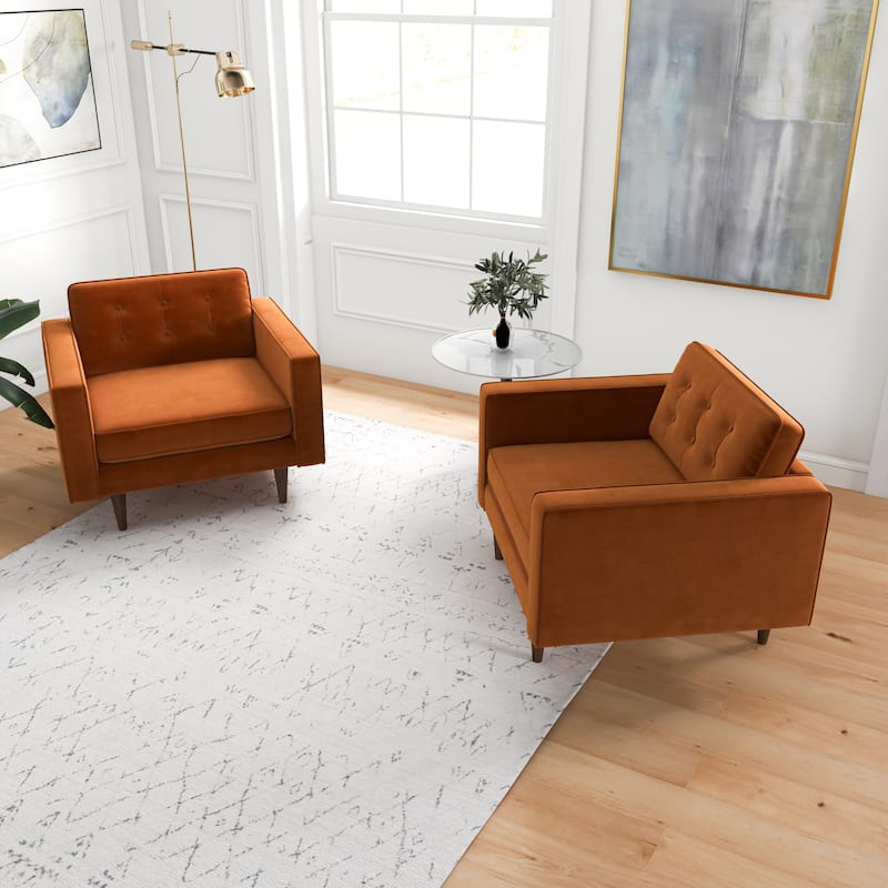 Koda Mid Century Velvet Lounge Chair (Set of 2)