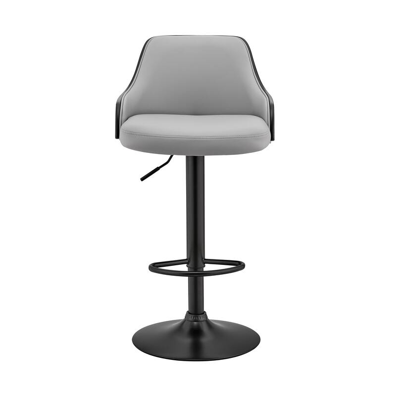 24" Gray And Black Iron Swivel Adjustable Height Bar Chair - Grey and Black