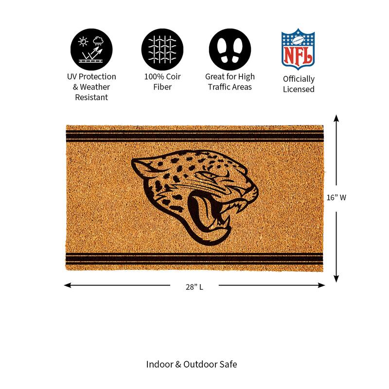 Jacksonville Jaguars Monochrome Indoor/Outdoor Coir Door Mat