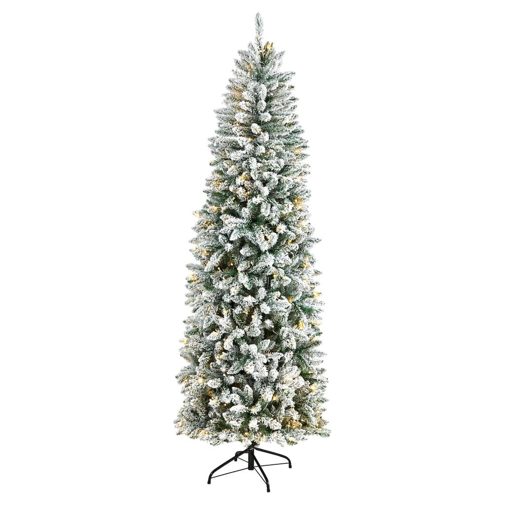 7ft Slim Artificial Christmas Tree with Lights - Winter Fir Tree, Prelit Warm White Lights, 995 Branch Tips - Green - 84