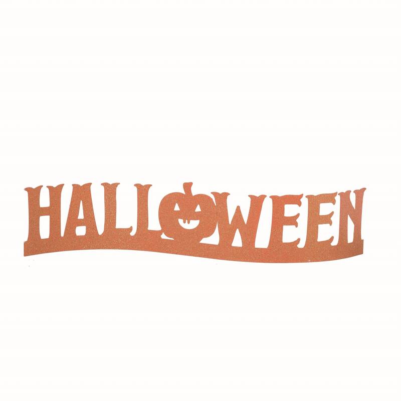 Transpac Metal 24.5 in. Orange Halloween Glitz Sign