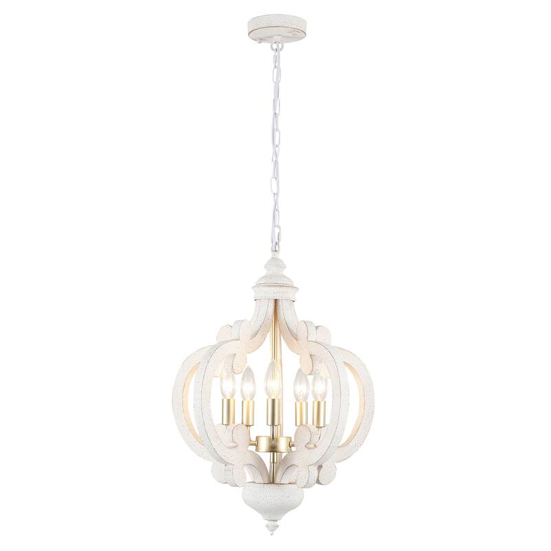 5-Light W17.71" x H78.74" Rustic Lantern Chandeliers for Dining Room