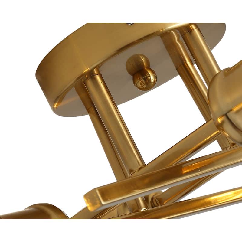Modern Sputnik Design Semi Flush Mount Gold 4-Light Ceiling Lamp