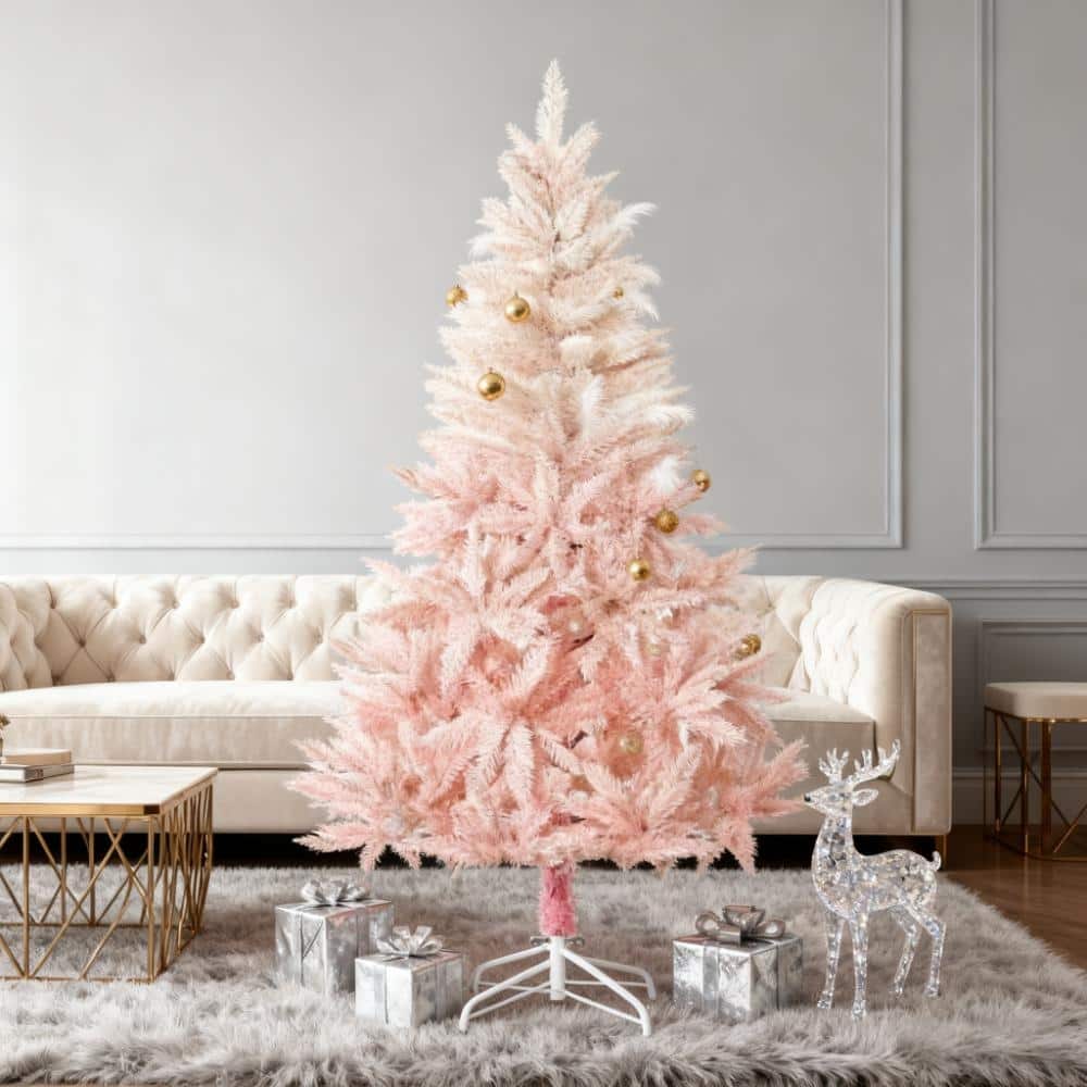 Artificial Christmas Tree - Realistic Branches, Indoor Holiday Decor - Pink