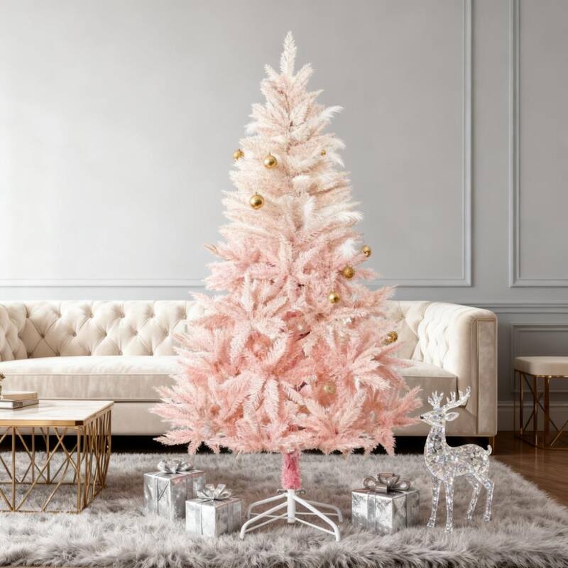 Artificial Christmas Tree with Realistic Branches, Elevate Your Christmas Interior Decor - Pink - Pink