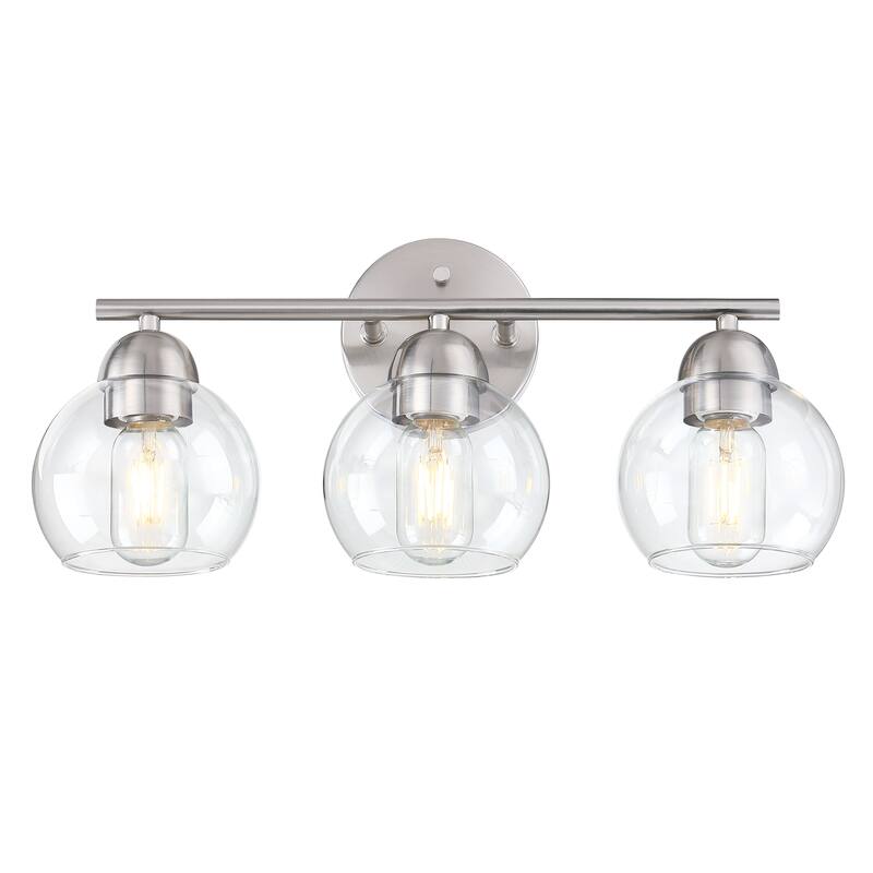 3-Light Metal Bathroom Vanity Lights Glass Shade Wall Sconces